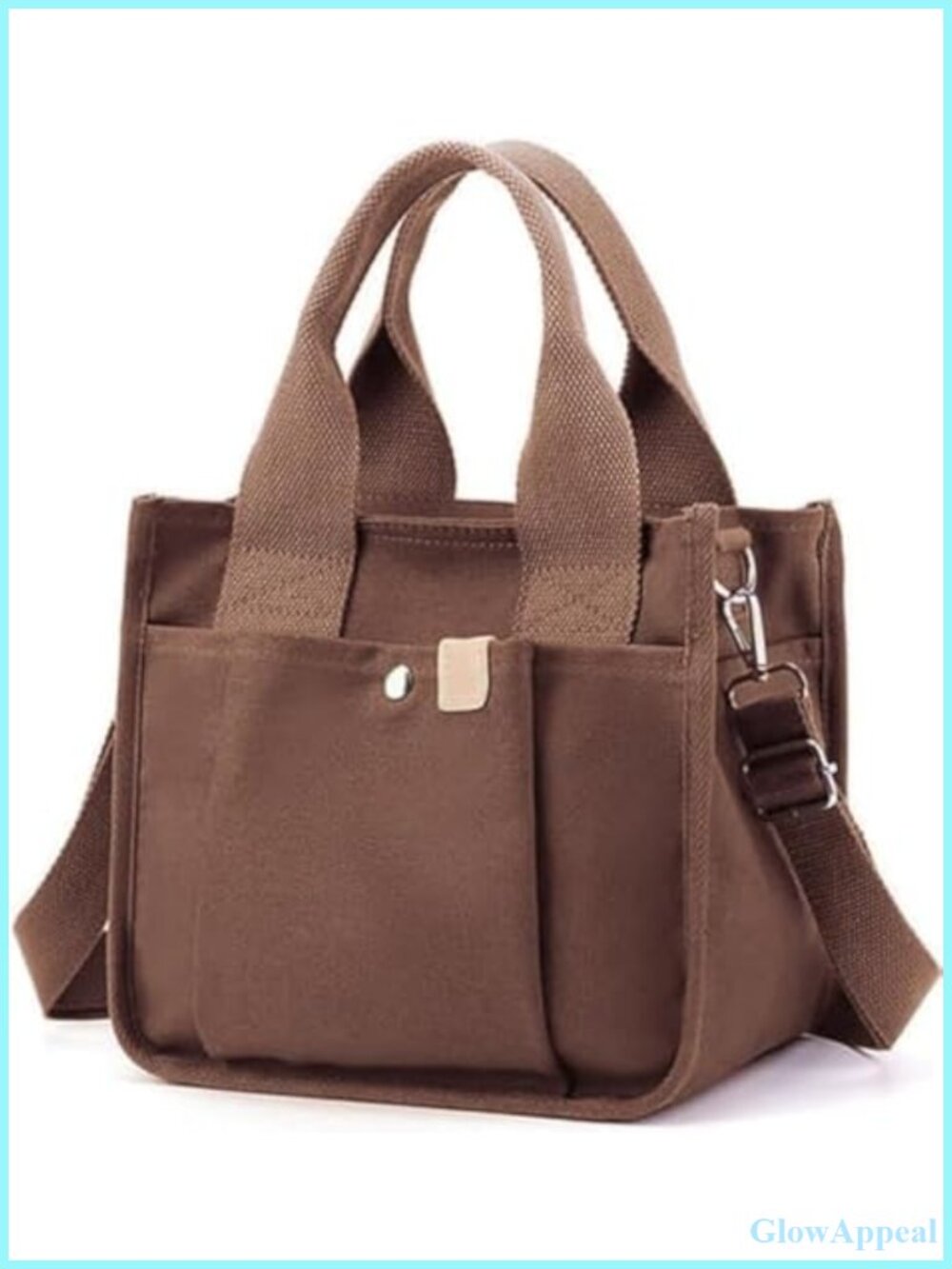 Small Canvas Tote Bag with Zipper Crossbody Purse Top Handle Satchel Handbag